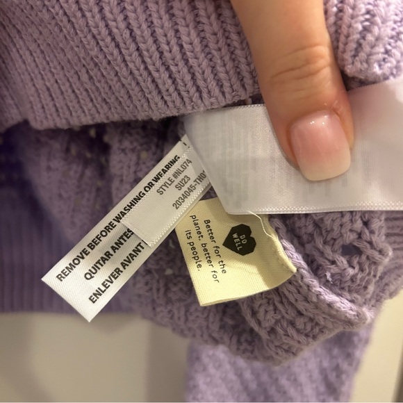 NWT Madewell Open-Stitch Crop Cardigan Sweater Heather Dusty Lavender - Picture 5 of 6